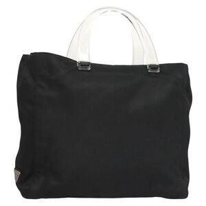 Prada Logo Flat Tote Bag. Nylon Tessuto Black Nylon Handbag (Pre-Owned)